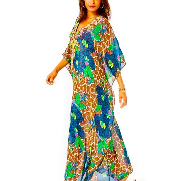 NWT LILLY PULITZER ROSIA CAFTAN BLOOMS OF PARADISE MAXI BEAUTIFUL - Picture 8 of 9